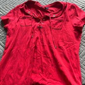 Chaps large red tshirt with drawstring front short sleeved